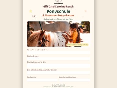 Geschenkgutschein Carolina Ranch: Ponyschule und Pony Games